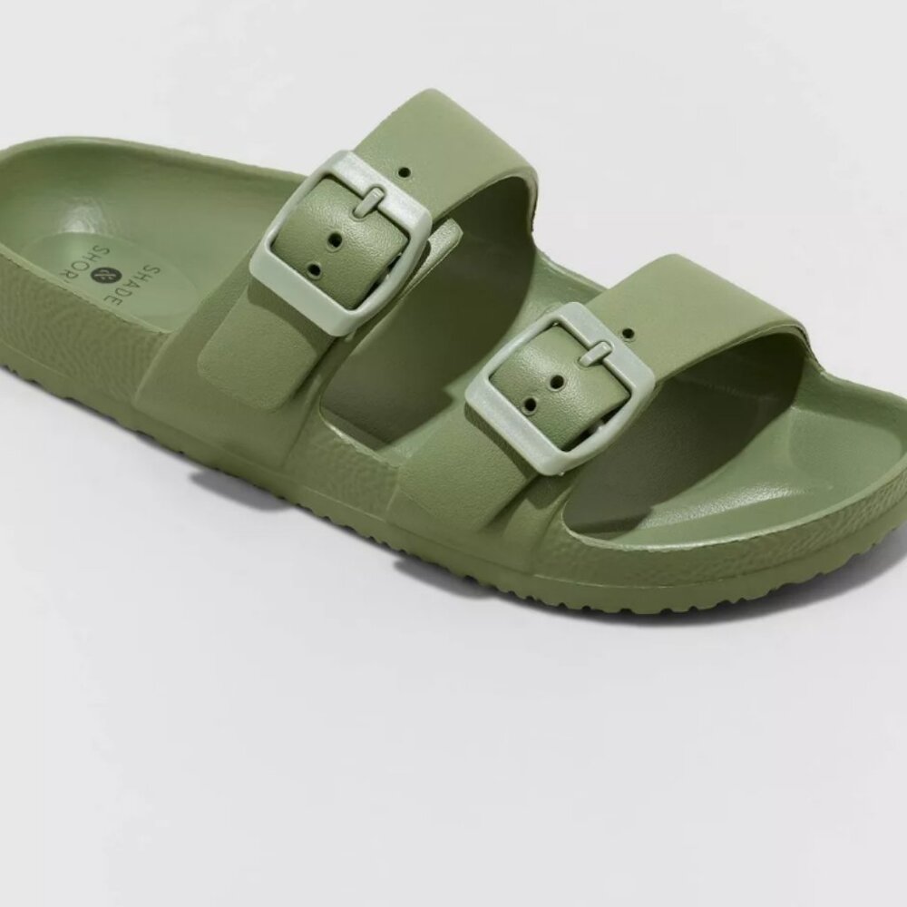 Women's Neida EVA Two Band Footbed Slide Sandals - Shade & Shore™ Olive Green 7